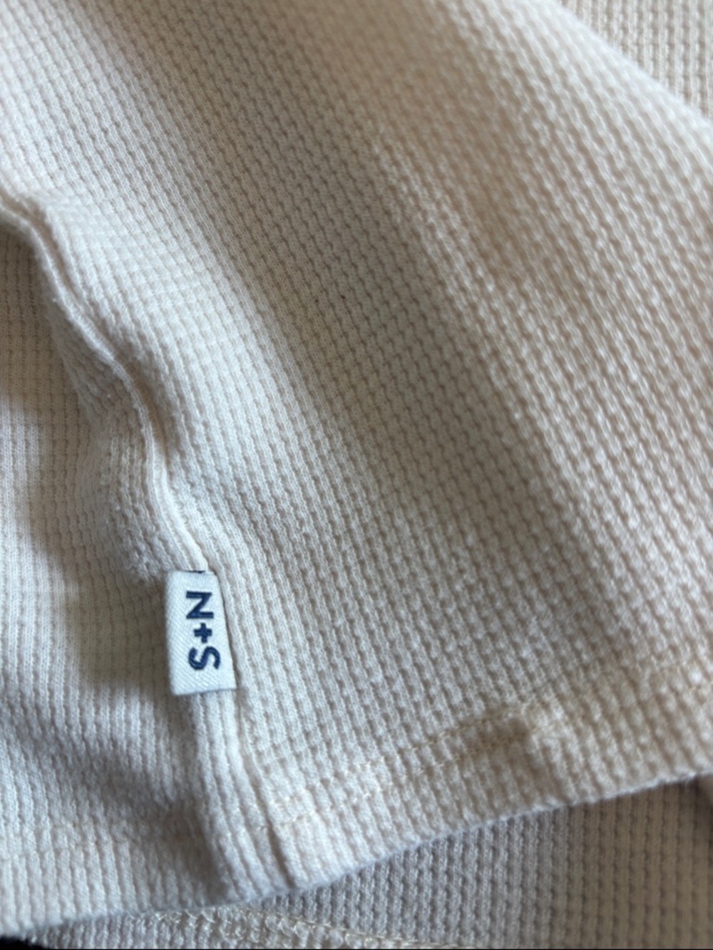 Sammy + Nat White Waffle Henley Long-Sleeve Tee - Picture 4 of 6